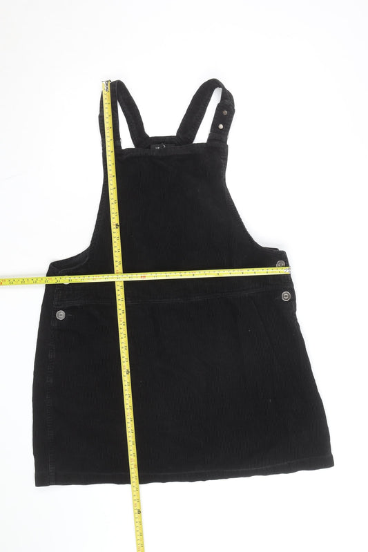 New Look Womens Black Corduroy Dungaree Dress UK 16