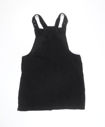 New Look Womens Black Corduroy Dungaree Dress UK 16