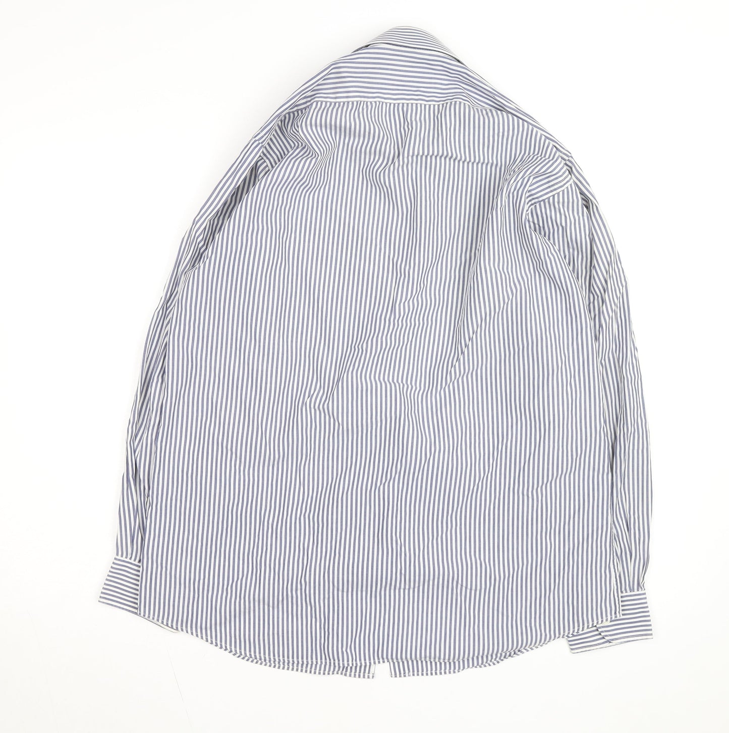 Jonelle Men's Blue Striped Cotton Long Sleeve Button-Up Shirt 15/38 Regular