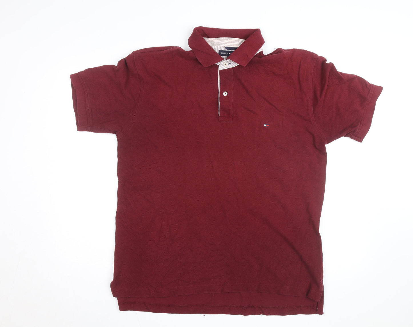 Tommy Hilfiger Men’s Red Cotton Short Sleeve Polo Shirt L