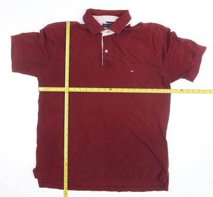 Tommy Hilfiger Men’s Red Cotton Short Sleeve Polo Shirt L