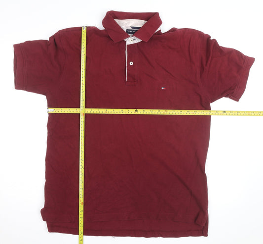 Tommy Hilfiger Men’s Red Cotton Short Sleeve Polo Shirt L