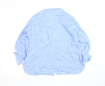 Dunnes Stores Women Blue Linen Long Sleeve Button-Up Shirt L