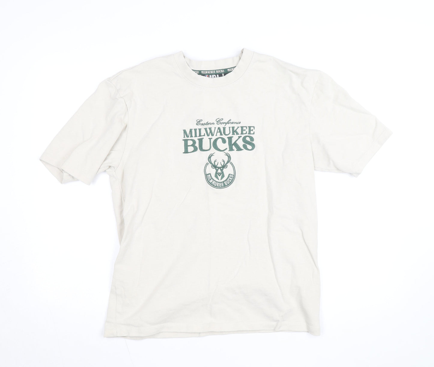 NBA Milwaukee Bucks Men's Beige XS Graphic Print T-Shirt