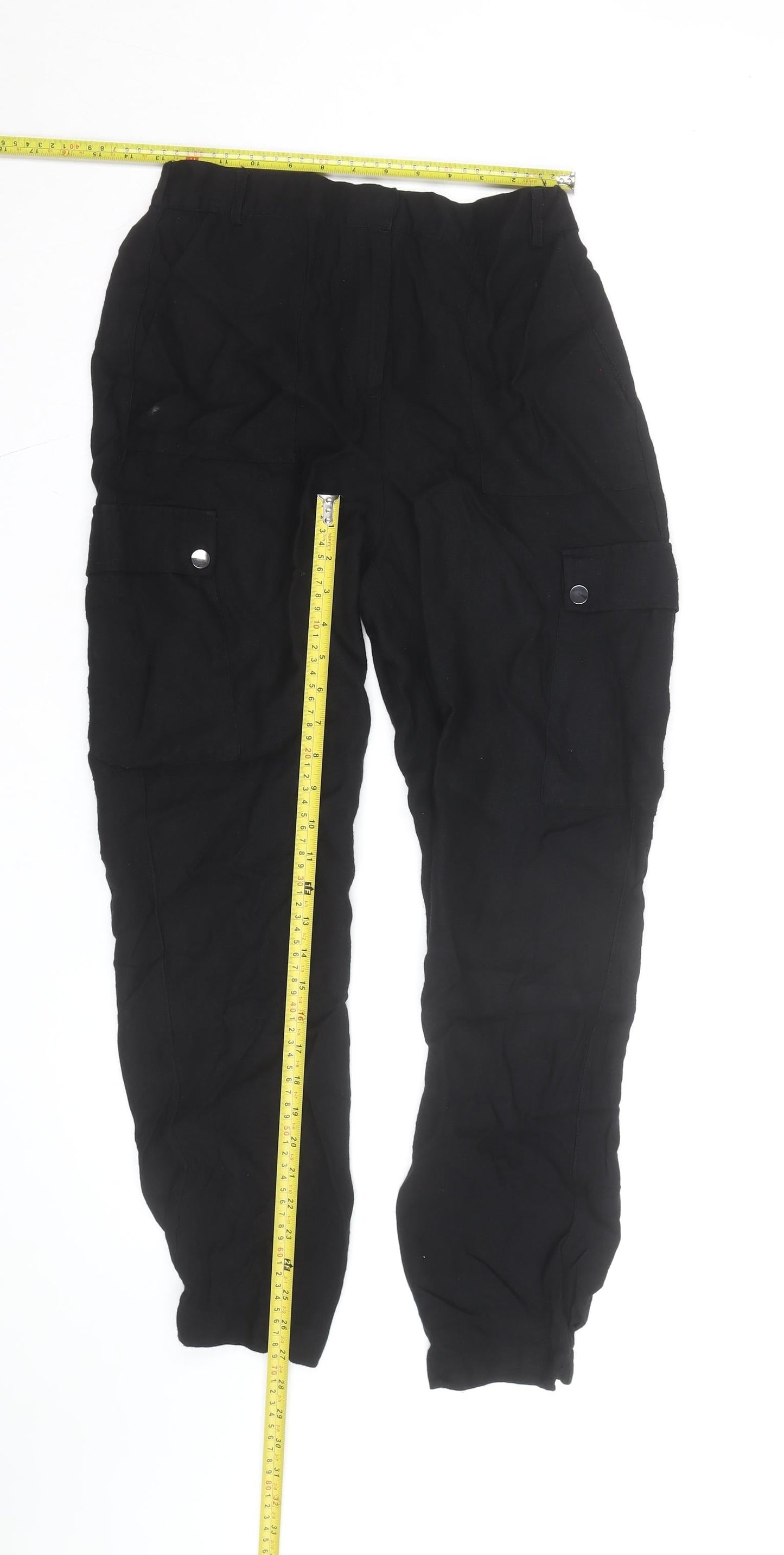 Mint Velvet Women’s Black Cargo Trousers Size 10L Viscose Blend