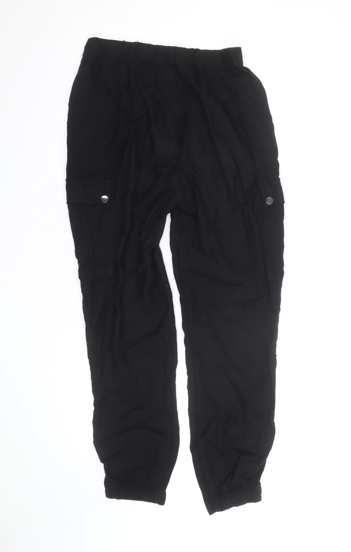 Mint Velvet Women’s Black Cargo Trousers Size 10L Viscose Blend