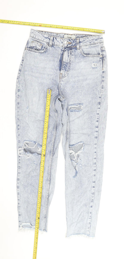 New Look Women’s Blue Distressed High Rise Mom Jeans Size 8