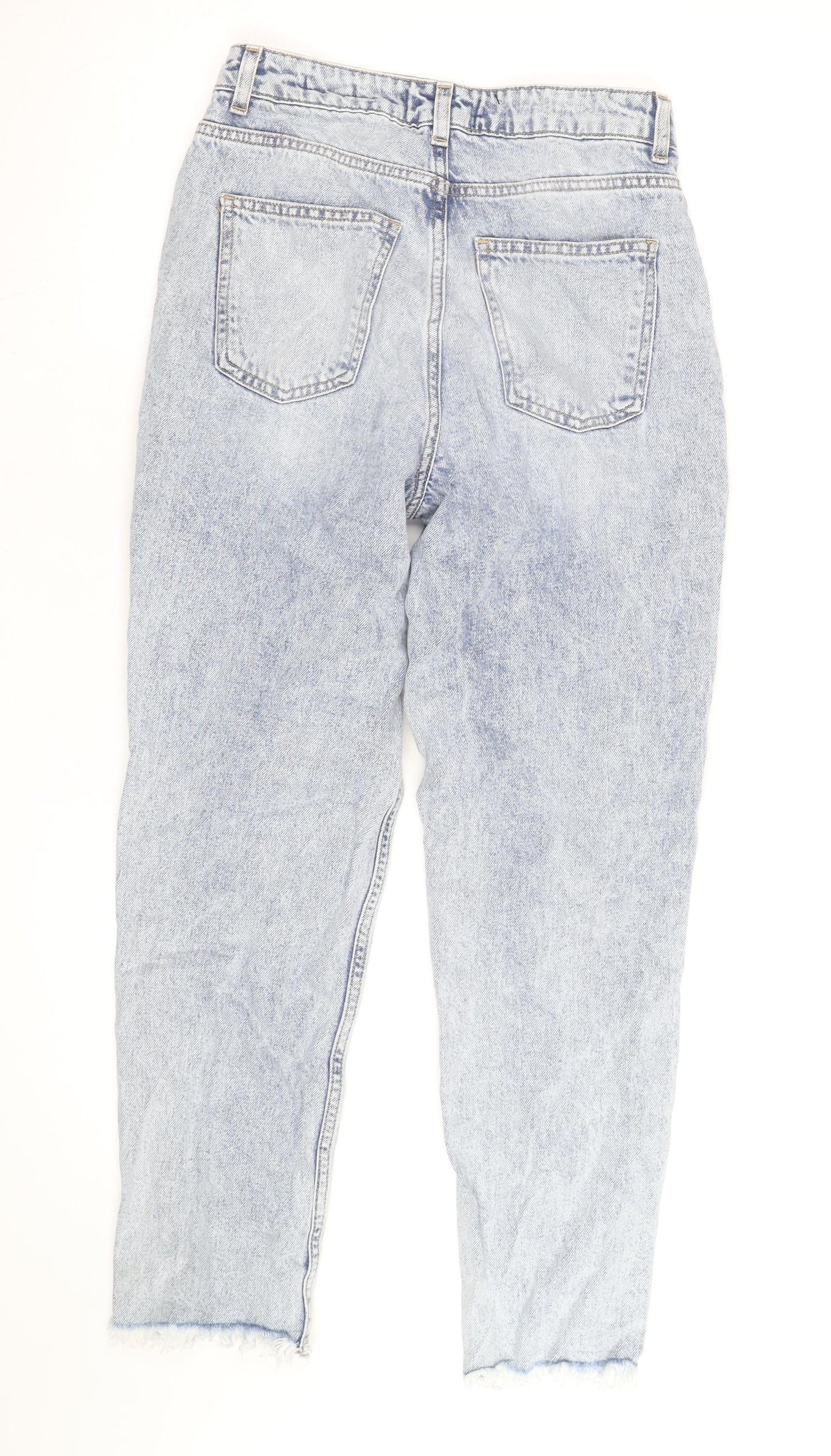 New Look Women’s Blue Distressed High Rise Mom Jeans Size 8