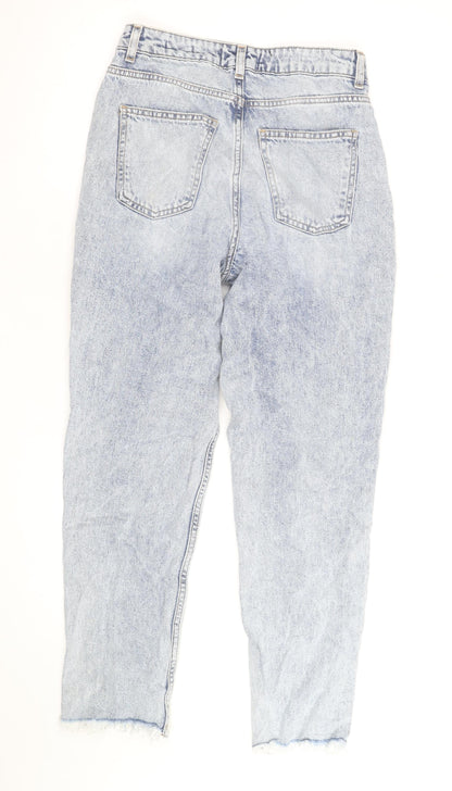 New Look Women’s Blue Distressed High Rise Mom Jeans Size 8