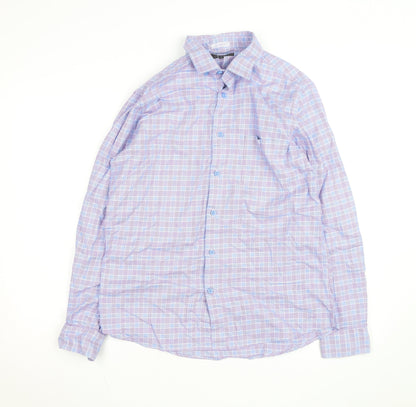 Dunnes Stores Men's Blue Slim Fit Long Sleeve Check Shirt Size L