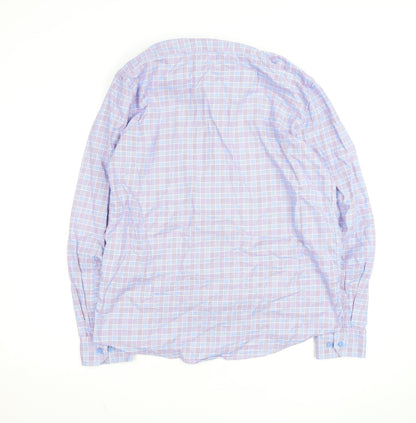 Dunnes Stores Men's Blue Slim Fit Long Sleeve Check Shirt Size L