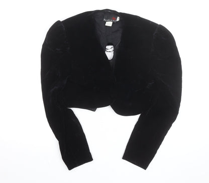 Scarlett Nite Women's Black Velvet Cropped Bow Long Sleeve Blouse Size S