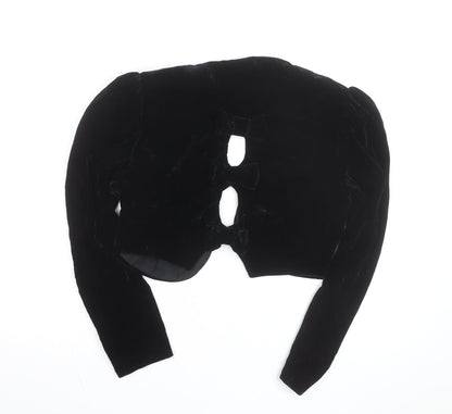 Scarlett Nite Women's Black Velvet Cropped Bow Long Sleeve Blouse Size S