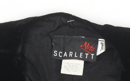 Scarlett Nite Women's Black Velvet Cropped Bow Long Sleeve Blouse Size S