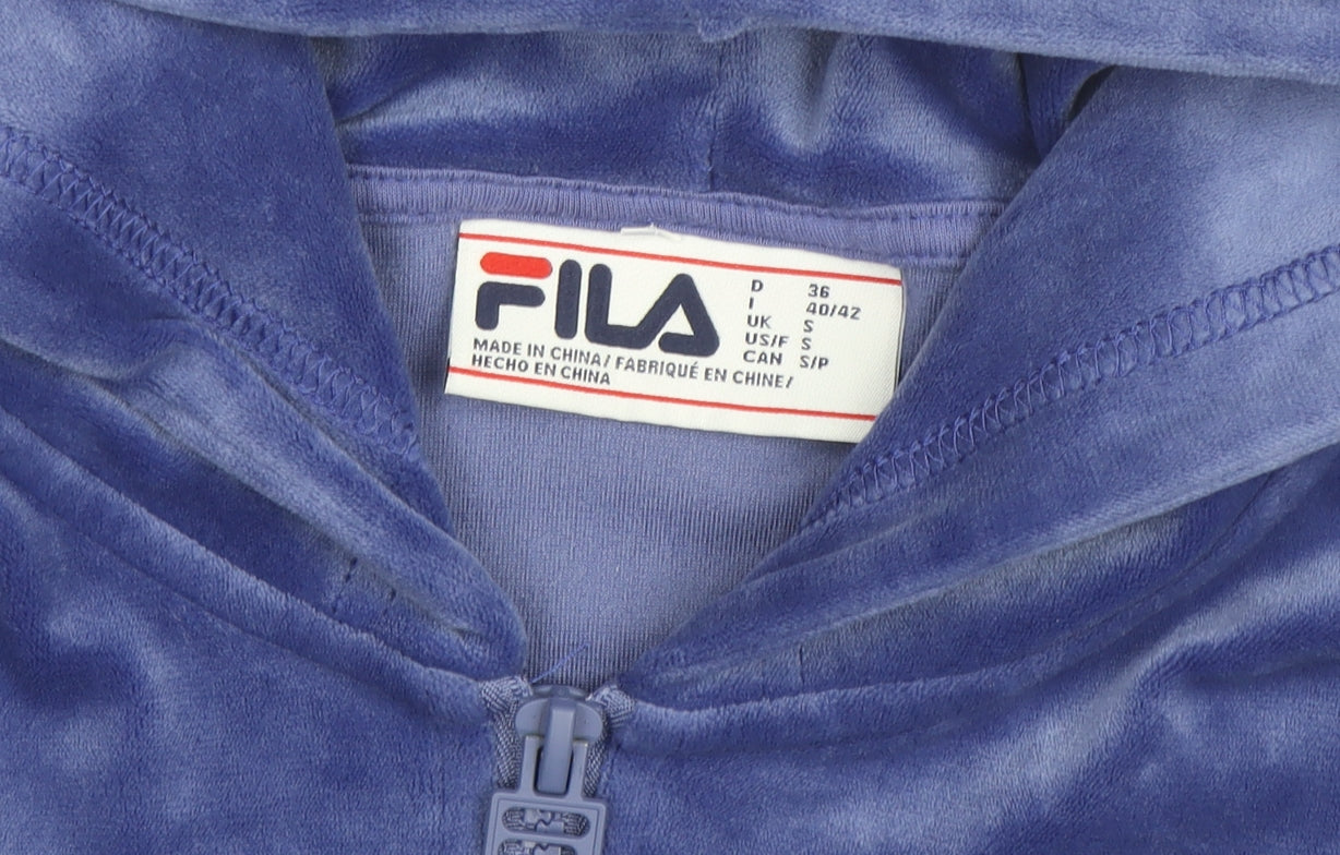 FILA Women's Blue Velour 1/2 Zip Hooded Sweatshirt Size S
