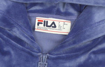 FILA Women's Blue Velour 1/2 Zip Hooded Sweatshirt Size S