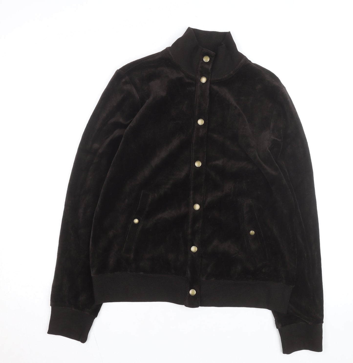 Chaps Men's Brown Velvet Bomber Jacket Size M Classic Snap Front
