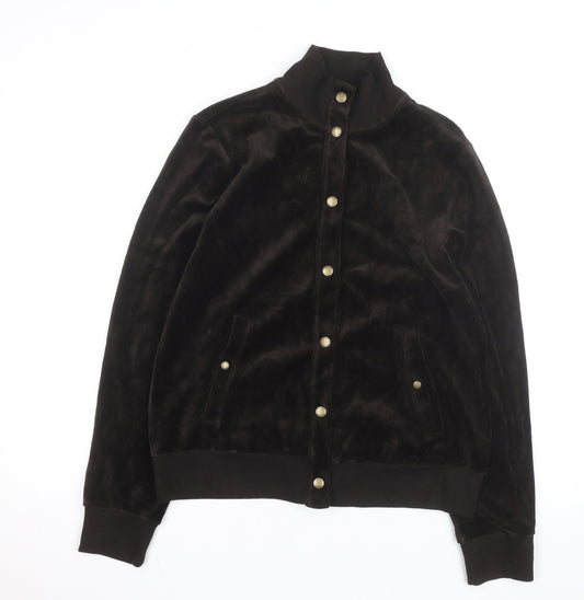 Chaps Men's Brown Velvet Bomber Jacket Size M Classic Snap Front