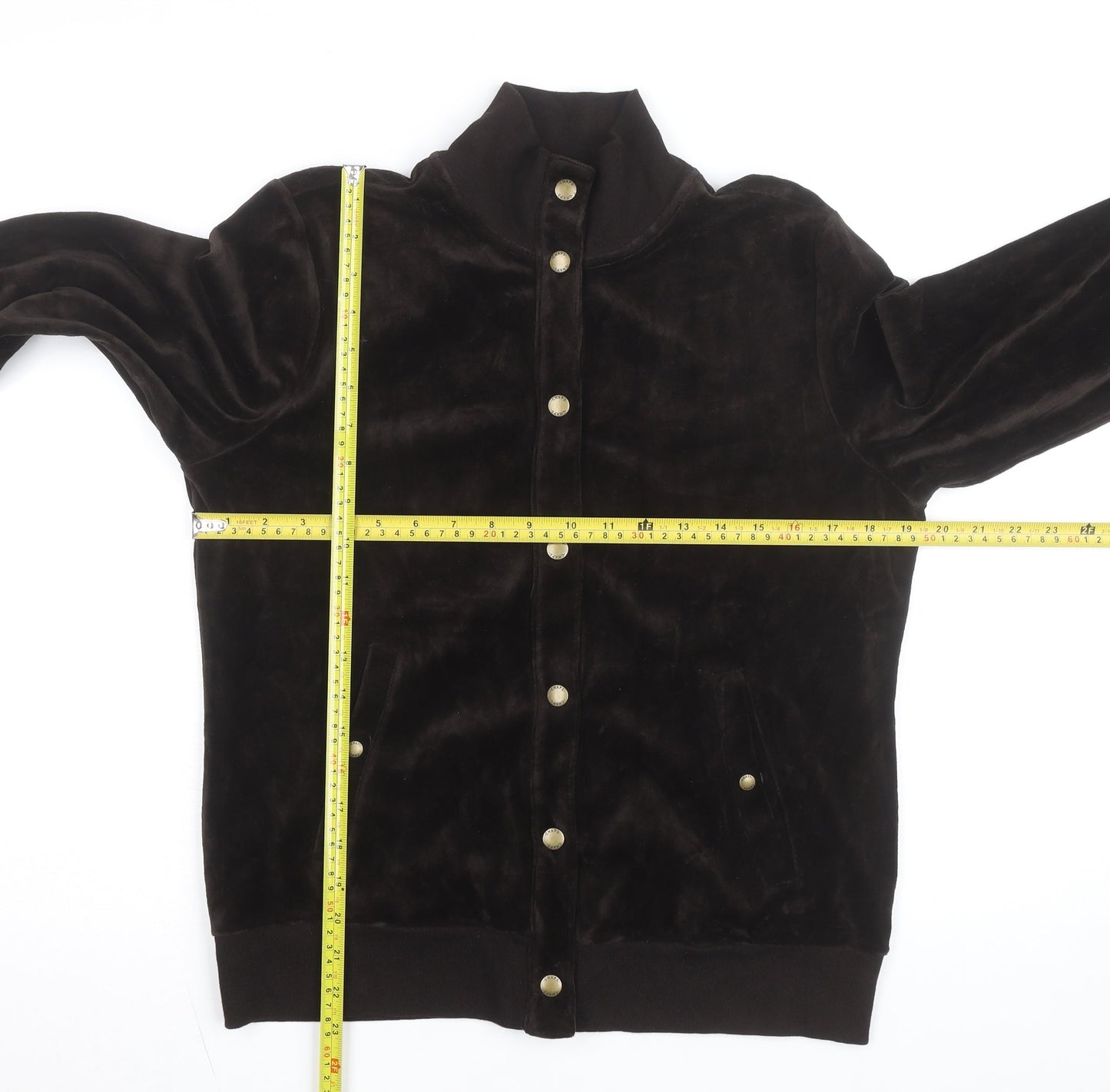 Chaps Men's Brown Velvet Bomber Jacket Size M Classic Snap Front
