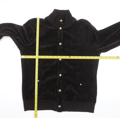 Chaps Men's Brown Velvet Bomber Jacket Size M Classic Snap Front