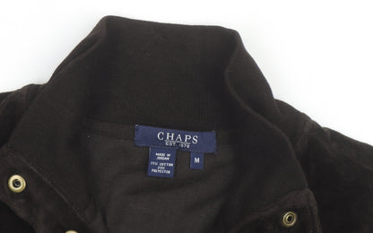 Chaps Men's Brown Velvet Bomber Jacket Size M Classic Snap Front
