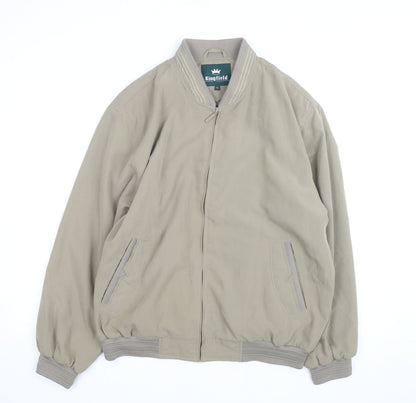 Kingfield Men's Beige Bomber Jacket Size 52 Cotton Casual Zip Up