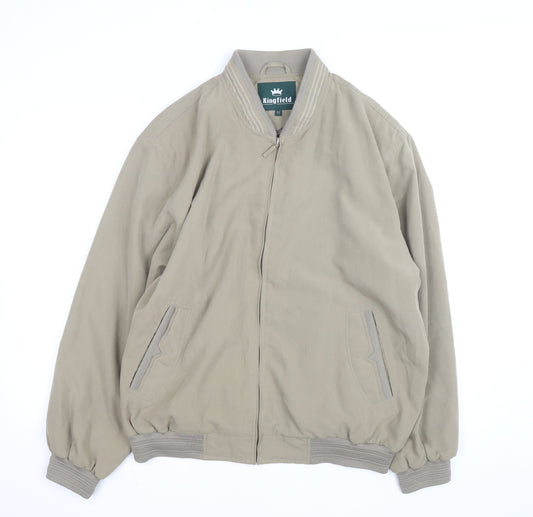 Kingfield Men's Beige Bomber Jacket Size 52 Cotton Casual Zip Up
