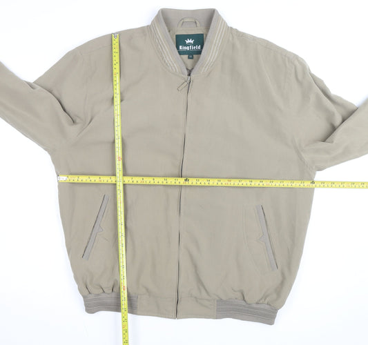 Kingfield Men's Beige Bomber Jacket Size 52 Cotton Casual Zip Up