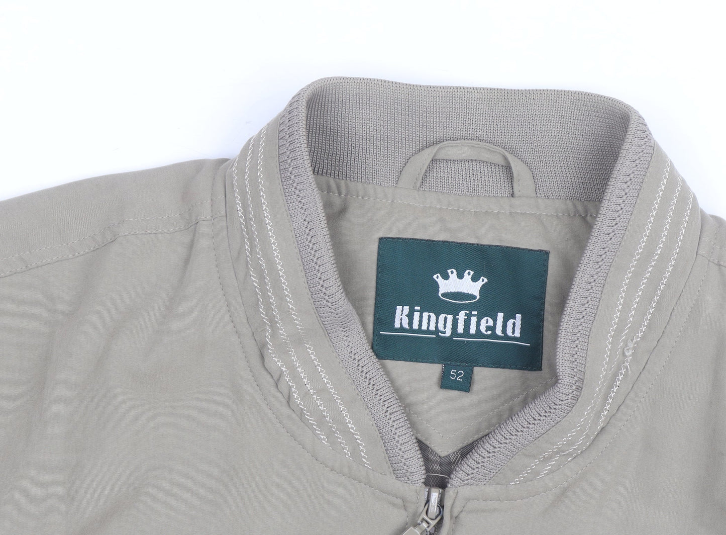 Kingfield Men's Beige Bomber Jacket Size 52 Cotton Casual Zip Up
