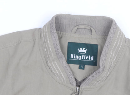 Kingfield Men's Beige Bomber Jacket Size 52 Cotton Casual Zip Up