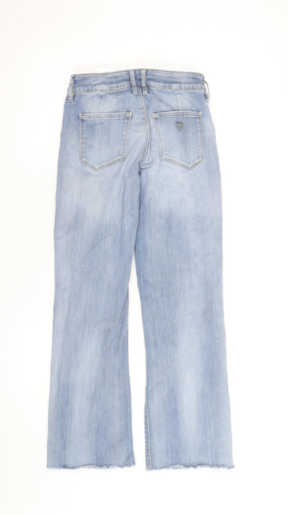 Guess Women’s Blue Cropped Denim Jeans Size M Light Wash Stretch
