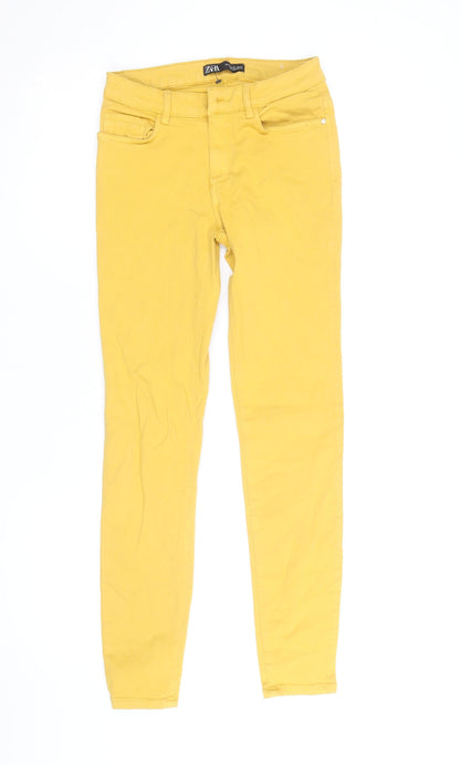Zara Women Yellow Skinny Chino Trousers Size 6