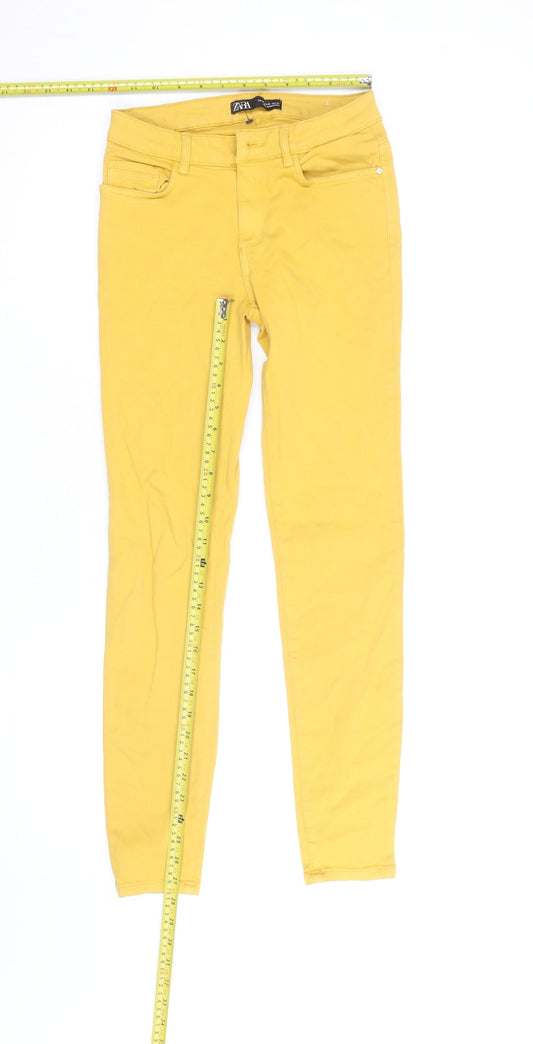 Zara Women Yellow Skinny Chino Trousers Size 6