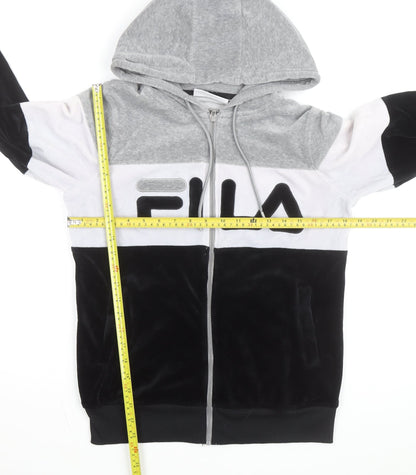 Fila Men's Grey Full Zip Logo Hoodie Size S Sports Velour Jacket