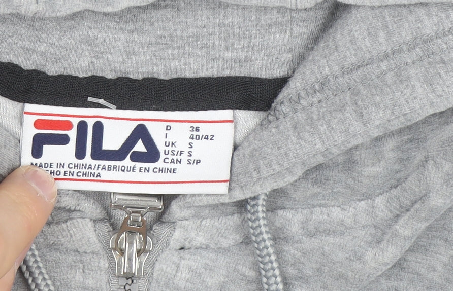 Fila Men's Grey Full Zip Logo Hoodie Size S Sports Velour Jacket