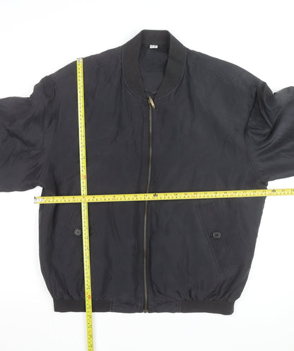Catamaran Men's Black Silk Bomber Jacket L 42in Full Zip Casual