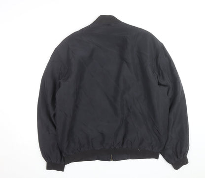 Catamaran Men's Black Silk Bomber Jacket L 42in Full Zip Casual