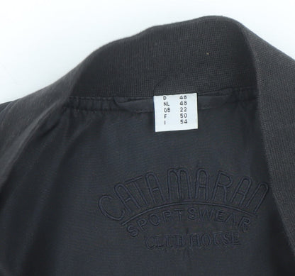 Catamaran Men's Black Silk Bomber Jacket L 42in Full Zip Casual