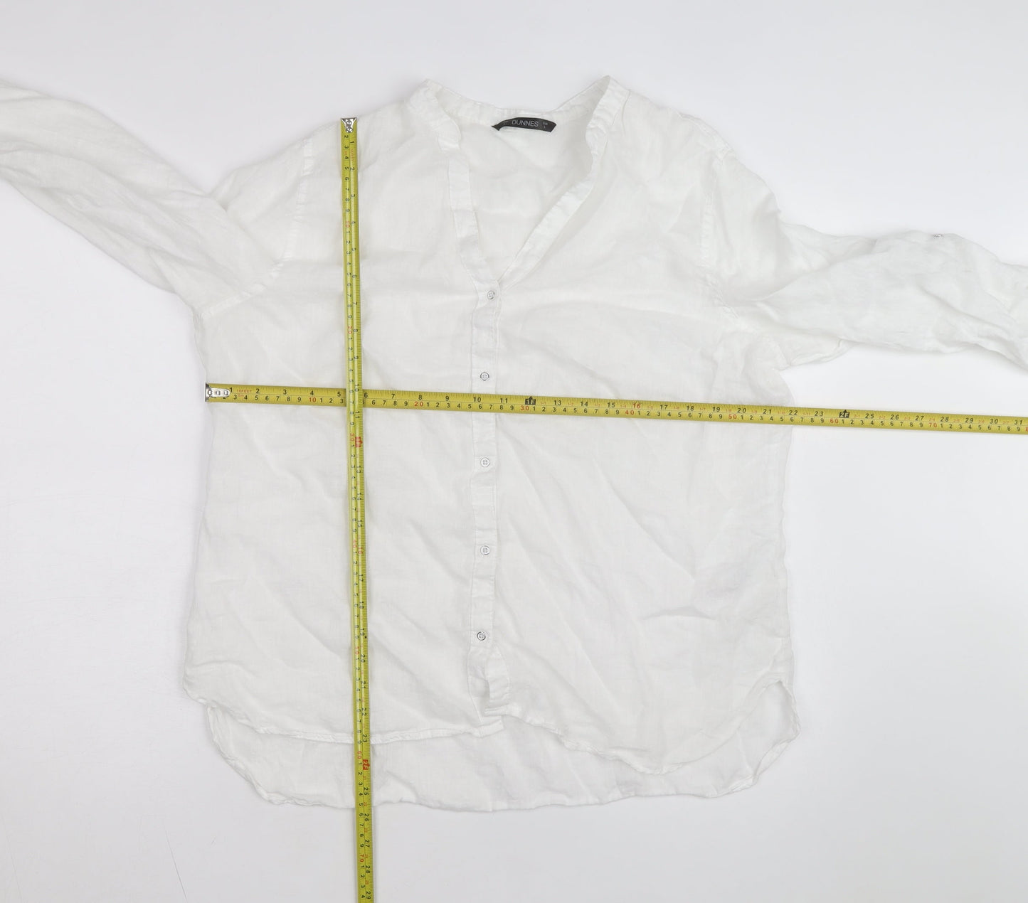 Dunnes Stores Women's White Linen Button-Up Shirt Size 16