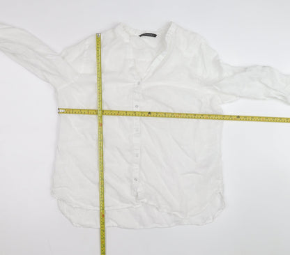 Dunnes Stores Women's White Linen Button-Up Shirt Size 16