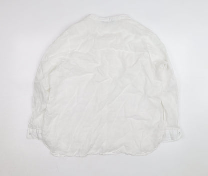 Dunnes Stores Women's White Linen Button-Up Shirt Size 16