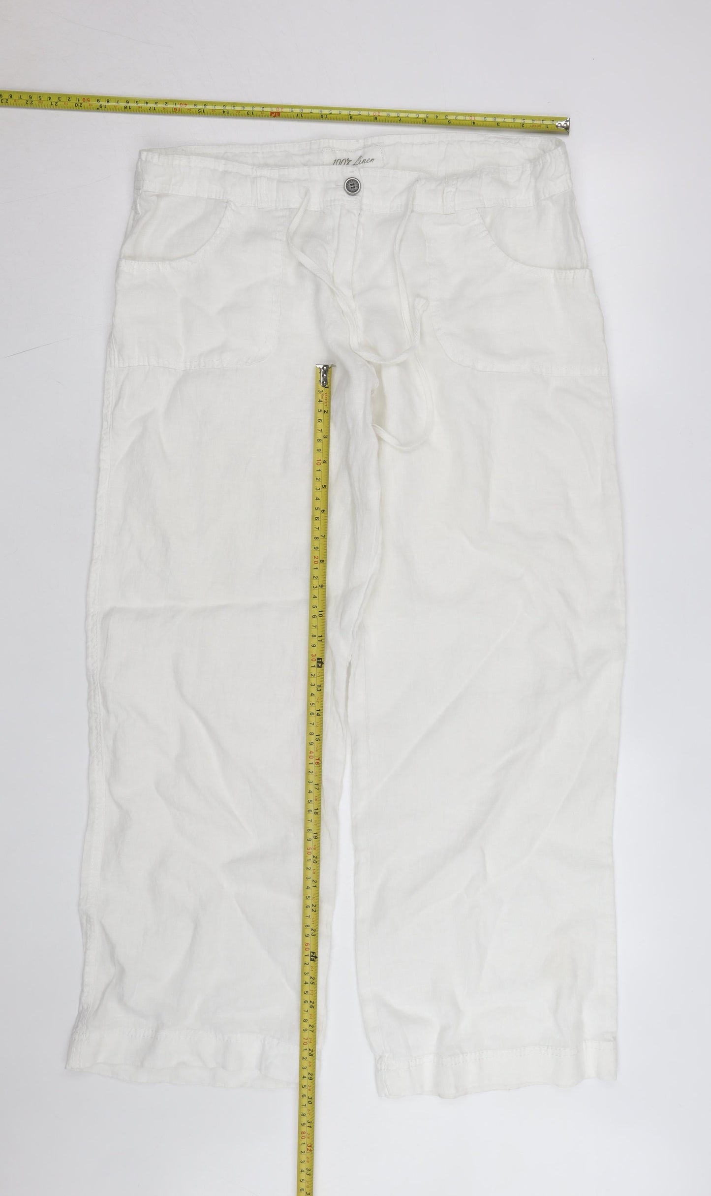 Atmosphere Women’s White Linen Cropped Trousers Size 14