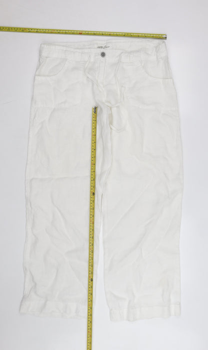 Atmosphere Women’s White Linen Cropped Trousers Size 14