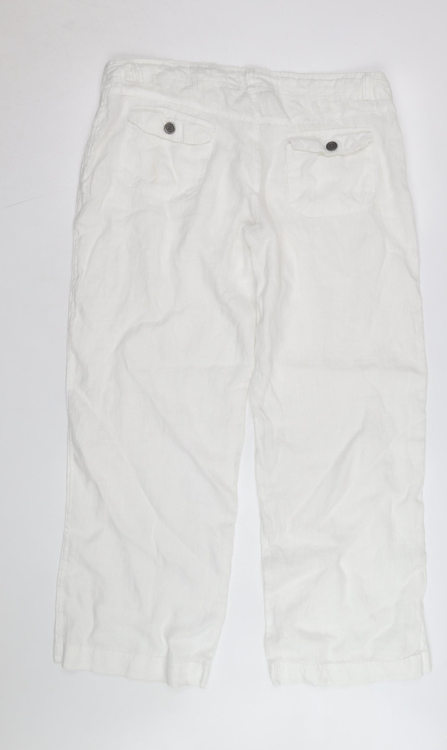 Atmosphere Women’s White Linen Cropped Trousers Size 14
