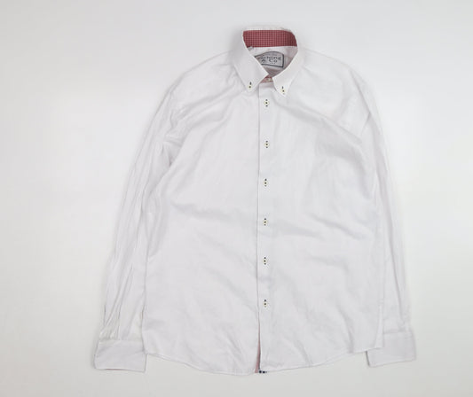 Yachting & Co Men's White Long Sleeve Button-Down Dress Shirt L
