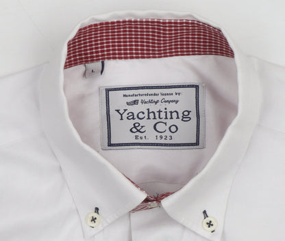 Yachting & Co Men's White Long Sleeve Button-Down Dress Shirt L
