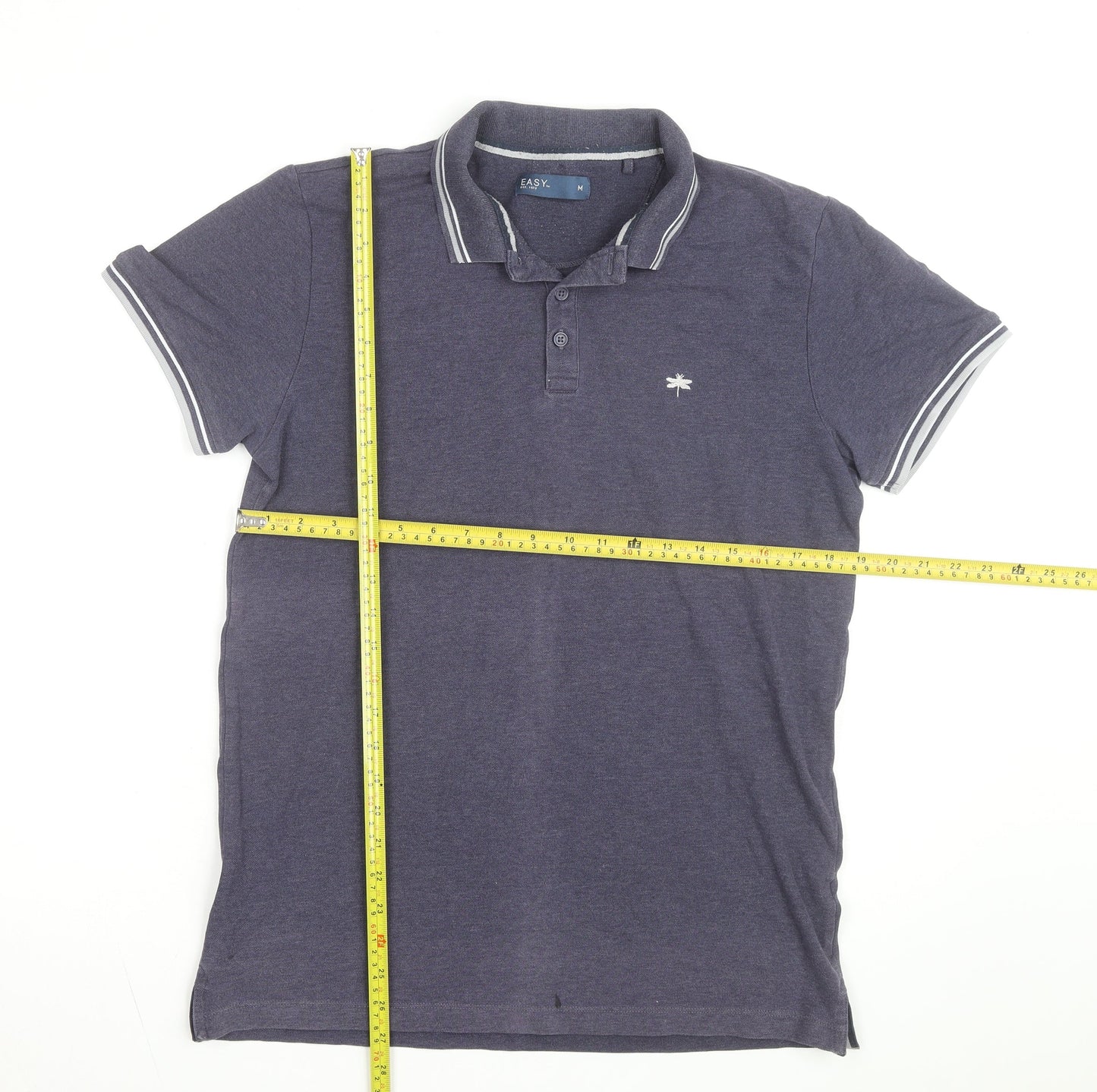 EASY Men’s Blue Polo Shirt Medium Cotton Blend Casual Top