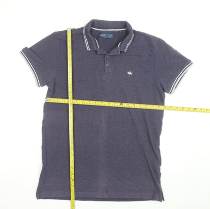 EASY Men’s Blue Polo Shirt Medium Cotton Blend Casual Top