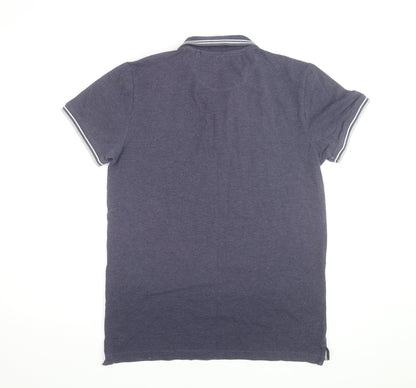 EASY Men’s Blue Polo Shirt Medium Cotton Blend Casual Top