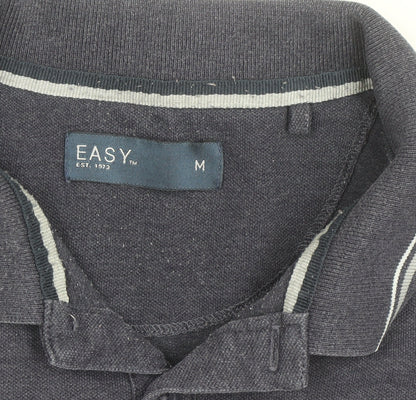 EASY Men’s Blue Polo Shirt Medium Cotton Blend Casual Top